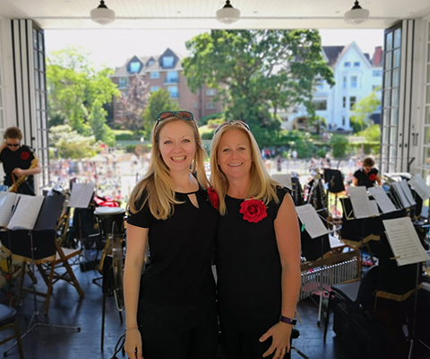 Two alto saxophone players at Bournemouth bandstand