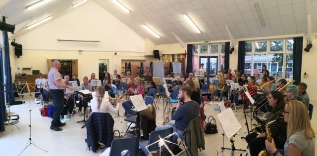 Sunday afternoon band rehearsal in school hall