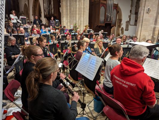 Band researsing at Wimborne Minster for Christmas concert