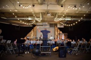 Band rehearsing for content