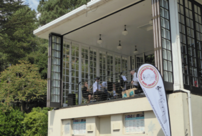 Band members getting ready to play at Bournemouth Bandstand