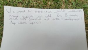 Park run letter from Zach aged 6