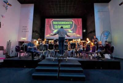 Band rehearsing musicals concert day