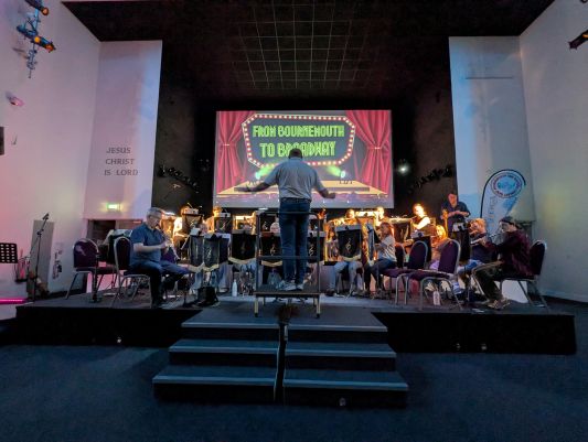 Band rehearsing musicals concert day