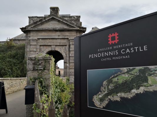 Pendennis Castle sign at entrance