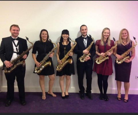 Saxophone players before concert